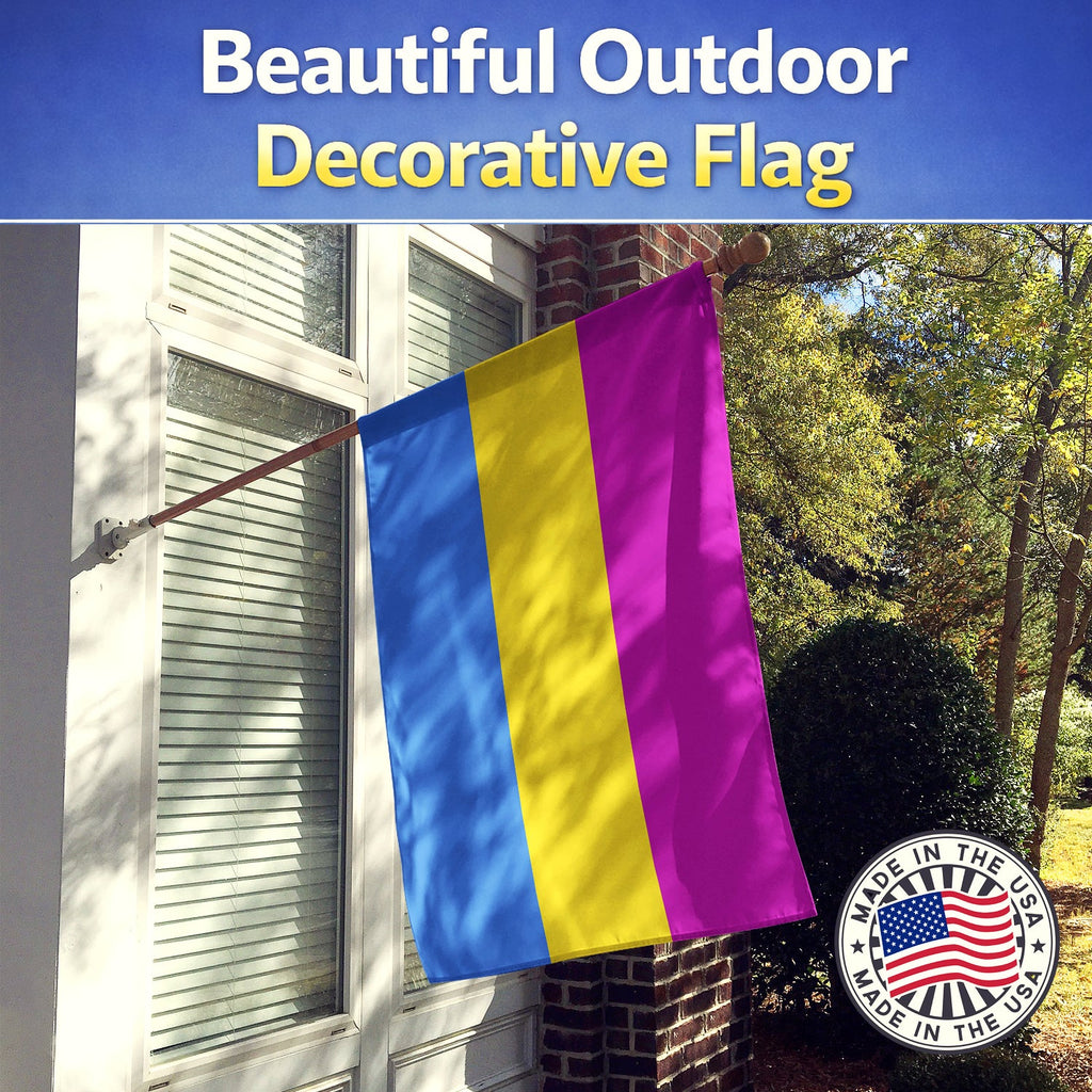 Pansexual Pride House Flag 28x40 Porch Sleeve Pole Decorative Outside Yard Banner Artwork Wall Hanging, Polyester