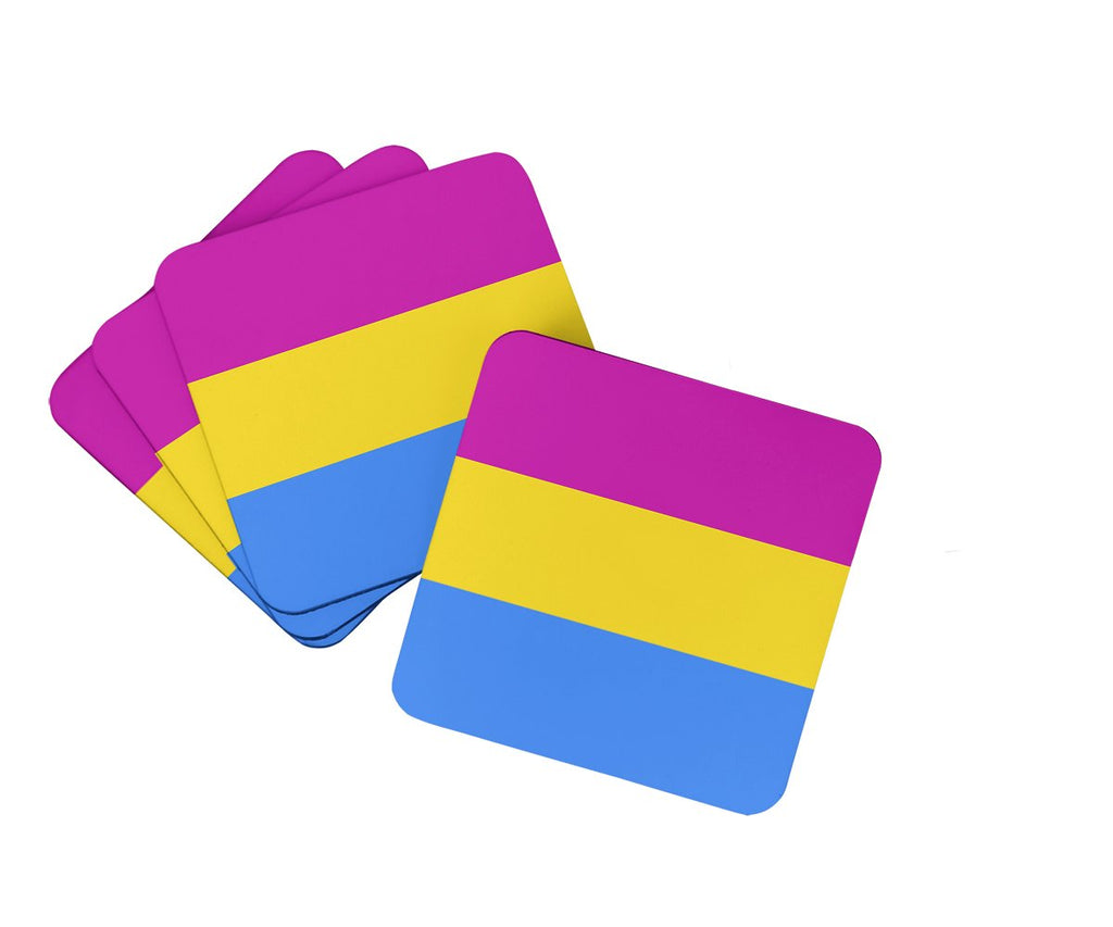 Pansexual Pride Foam Coasters Set of 4 Cup Coasters for Indoor Outdoor, Tabletop Protection, Anti Slip, Mouse pad Material