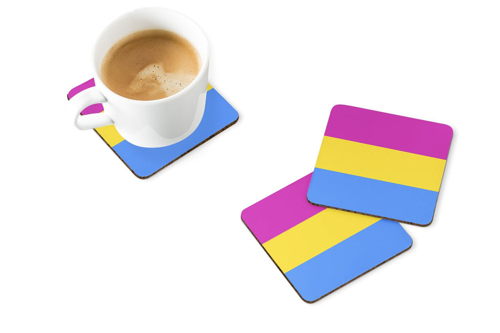 Pansexual Pride Foam Coasters Set of 4 Cup Coasters for Indoor Outdoor, Tabletop Protection, Anti Slip, Mouse pad Material