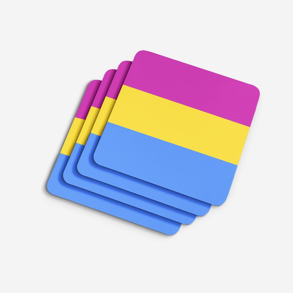 Pansexual Pride Foam Coasters Set of 4 Cup Coasters for Indoor Outdoor, Tabletop Protection, Anti Slip, Mouse pad Material