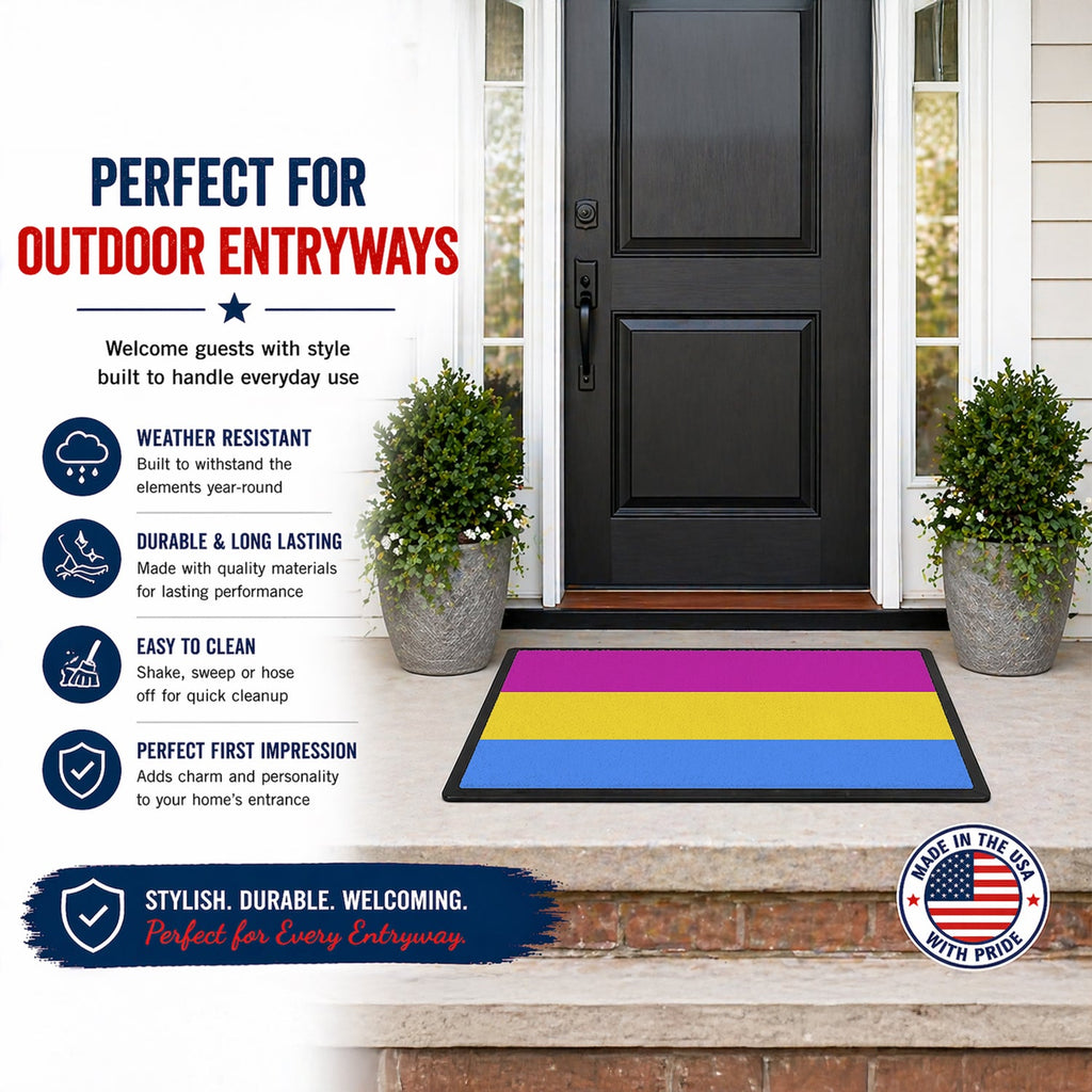 Pansexual Pride Doormat Indoor Outdoor 18H X 27W Front Door Mat Rugs for Entryway, Non Slip Washable