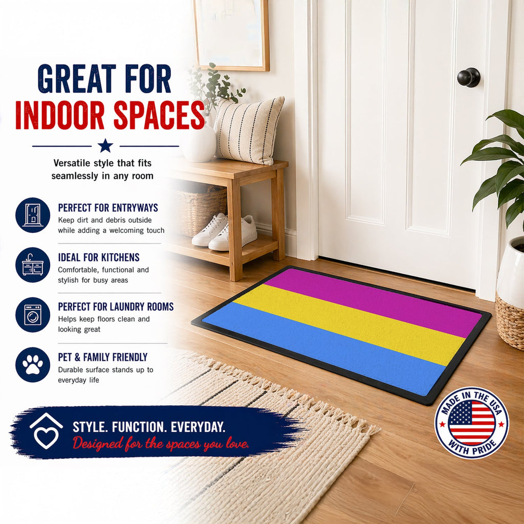 Pansexual Pride Doormat Indoor Outdoor 18H X 27W Front Door Mat Rugs for Entryway, Non Slip Washable