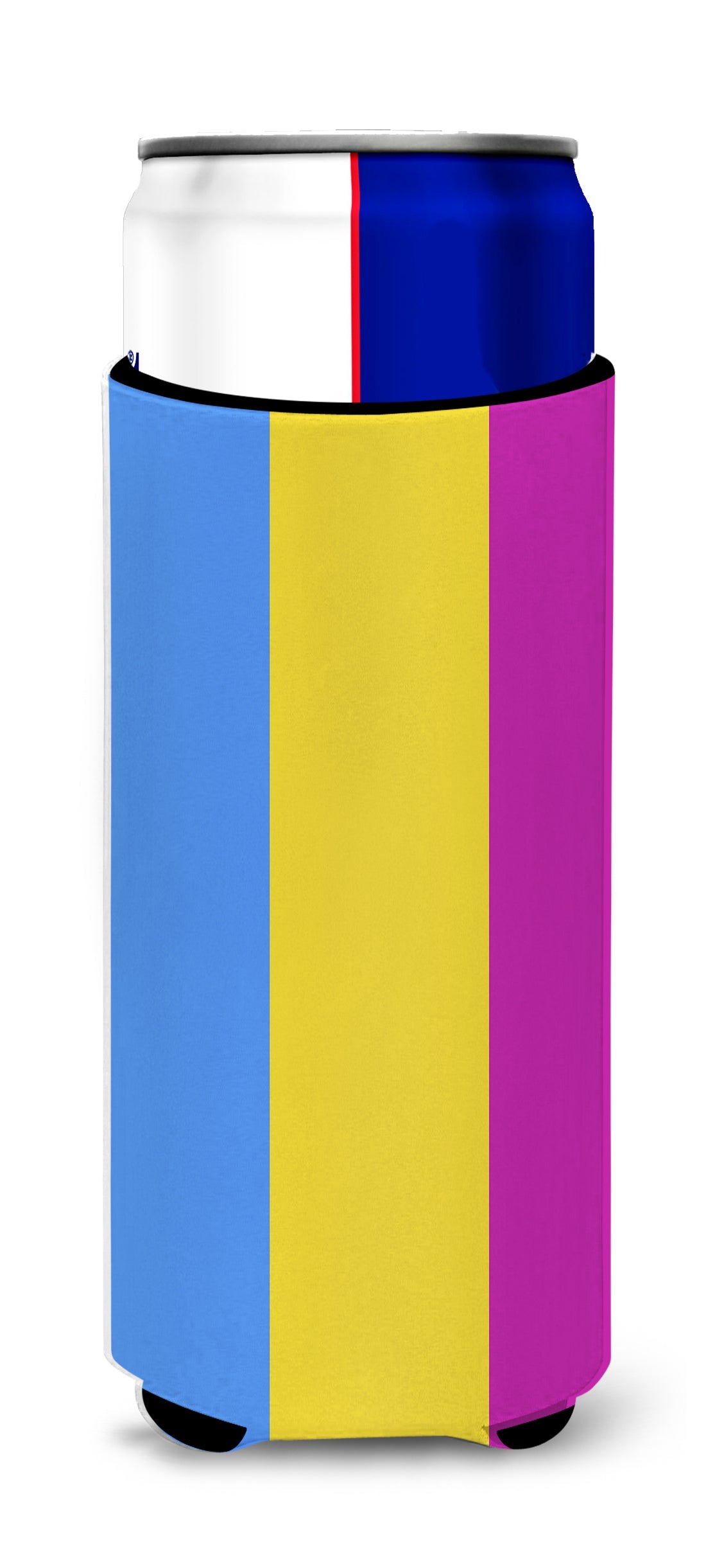 Pansexual Pride Slim Can Hugger , Insulated Foam Hugger for 12 oz Slim Cans, Beer Bottles & Water Bottles, Printed in USA