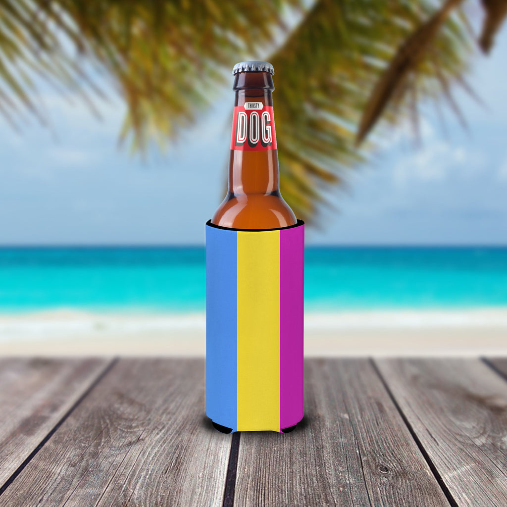 Pansexual Pride Slim Can Hugger , Insulated Foam Hugger for 12 oz Slim Cans, Beer Bottles & Water Bottles, Printed in USA