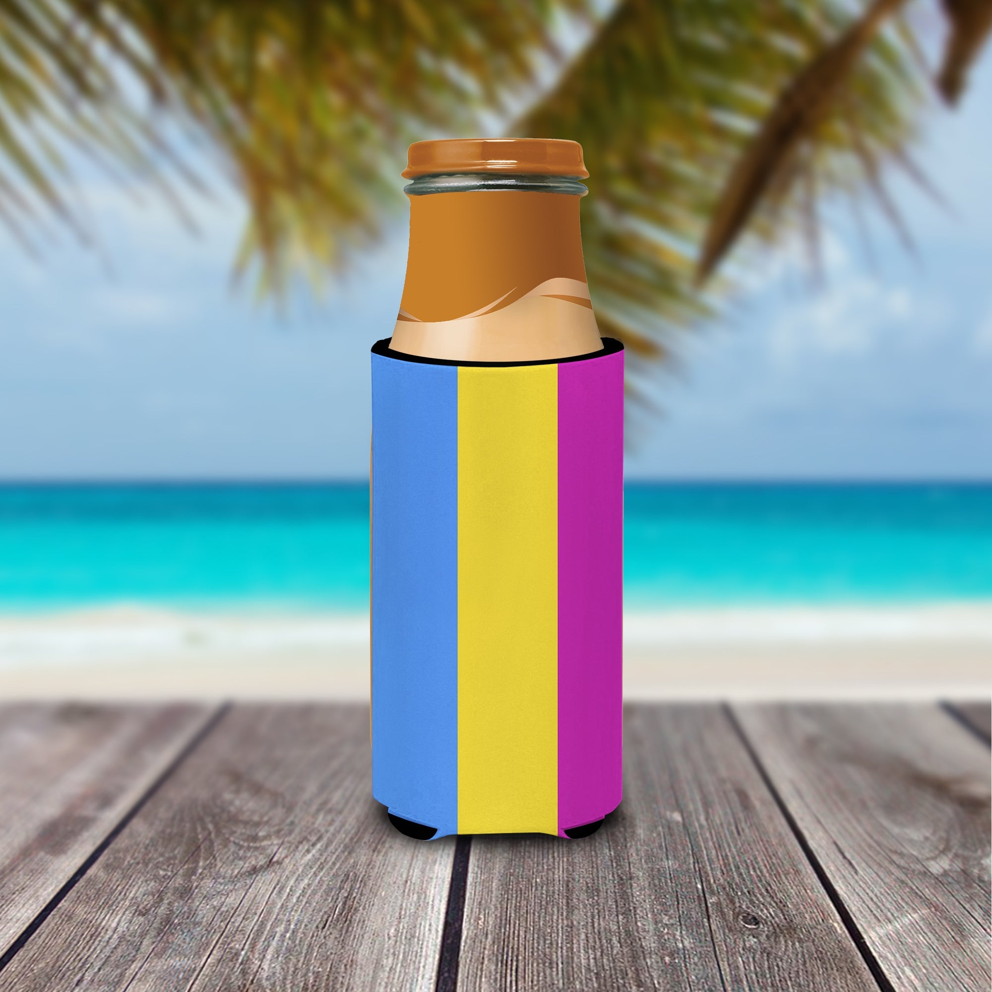 Pansexual Pride Slim Can Hugger , Insulated Foam Hugger for 12 oz Slim Cans, Beer Bottles & Water Bottles, Printed in USA