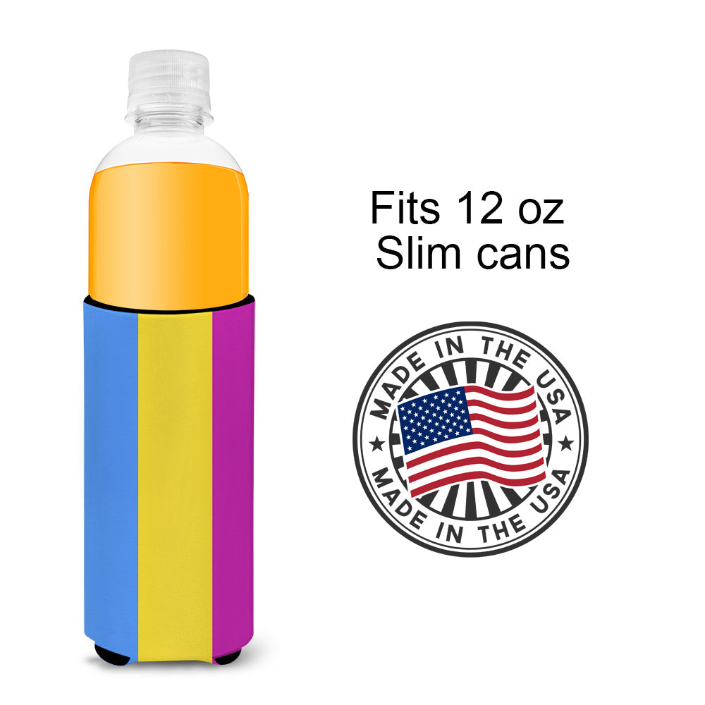 Pansexual Pride Slim Can Hugger , Insulated Foam Hugger for 12 oz Slim Cans, Beer Bottles & Water Bottles, Printed in USA