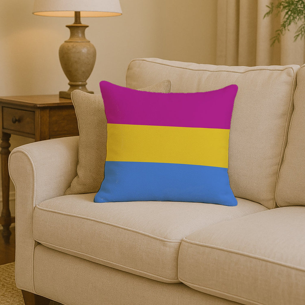 Pansexual Pride Decorative Throw Pillow 14x14 Indoor Outdoor Accent Cushion, Fabric Cover with Insert for Sofa, Bed, Porch & Living Room