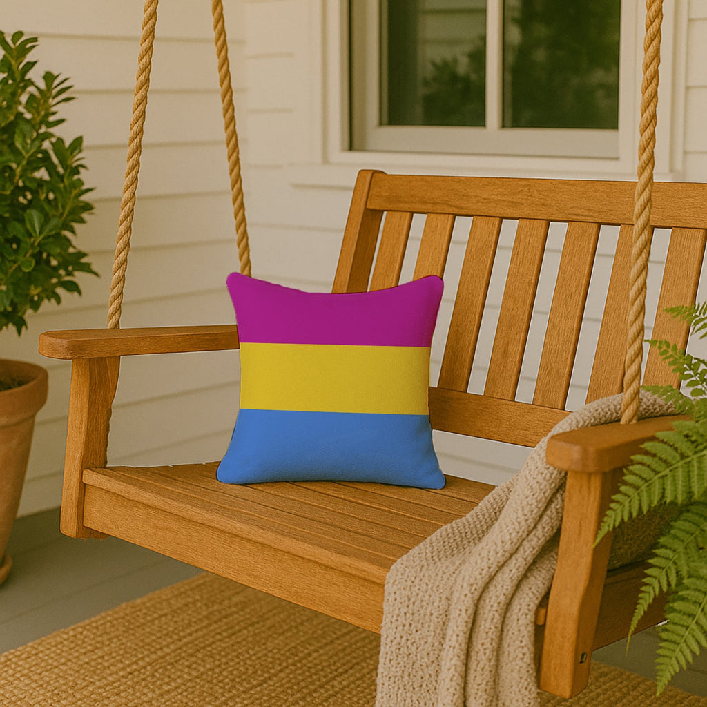 Pansexual Pride Decorative Throw Pillow 14x14 Indoor Outdoor Accent Cushion, Fabric Cover with Insert for Sofa, Bed, Porch & Living Room