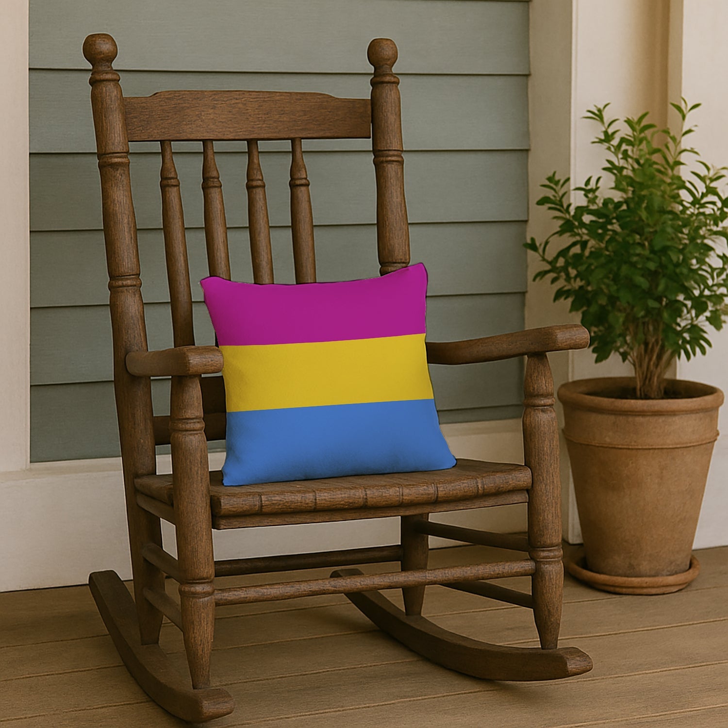 Pansexual Pride Decorative Throw Pillow 14x14 Indoor Outdoor Accent Cushion, Fabric Cover with Insert for Sofa, Bed, Porch & Living Room