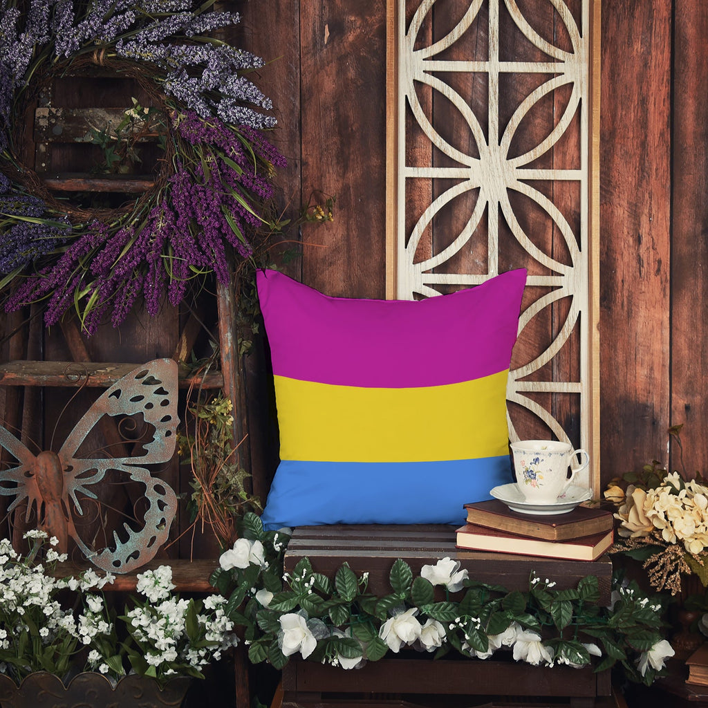 Pansexual Pride Decorative Throw Pillow 14x14 Indoor Outdoor Accent Cushion, Fabric Cover with Insert for Sofa, Bed, Porch & Living Room
