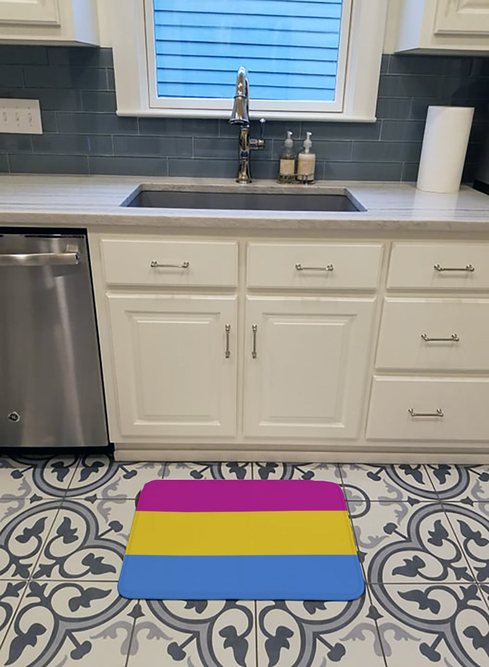Pansexual Pride Memory Foam Kitchen Mat Machine Washable Anti-Fatigue Cushion Comfort Bath or Kitchen Rug