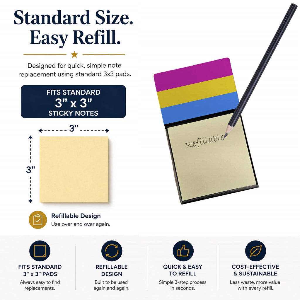 Pansexual Pride Watercolor Sticky Note Holder Refillable Dispenser Desk Accessory 3x3 Pad Gift
