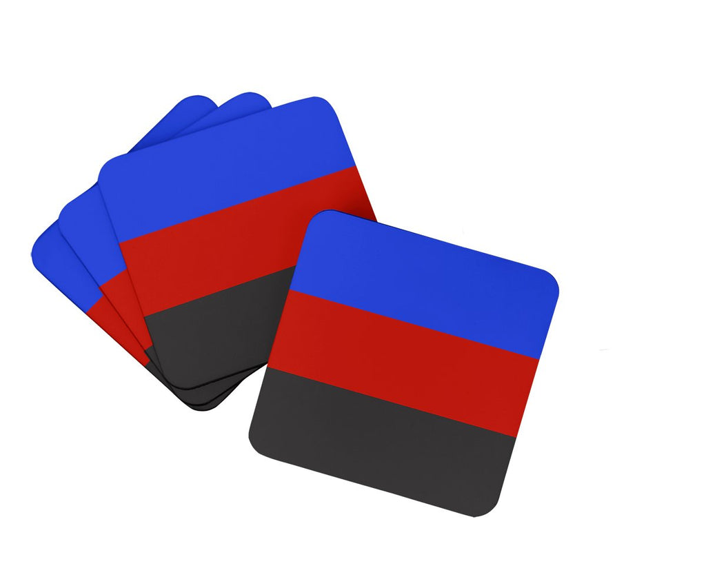 Polyamorous Pride Foam Coasters Set of 4 Cup Coasters for Indoor Outdoor, Tabletop Protection, Anti Slip, Mouse pad Material