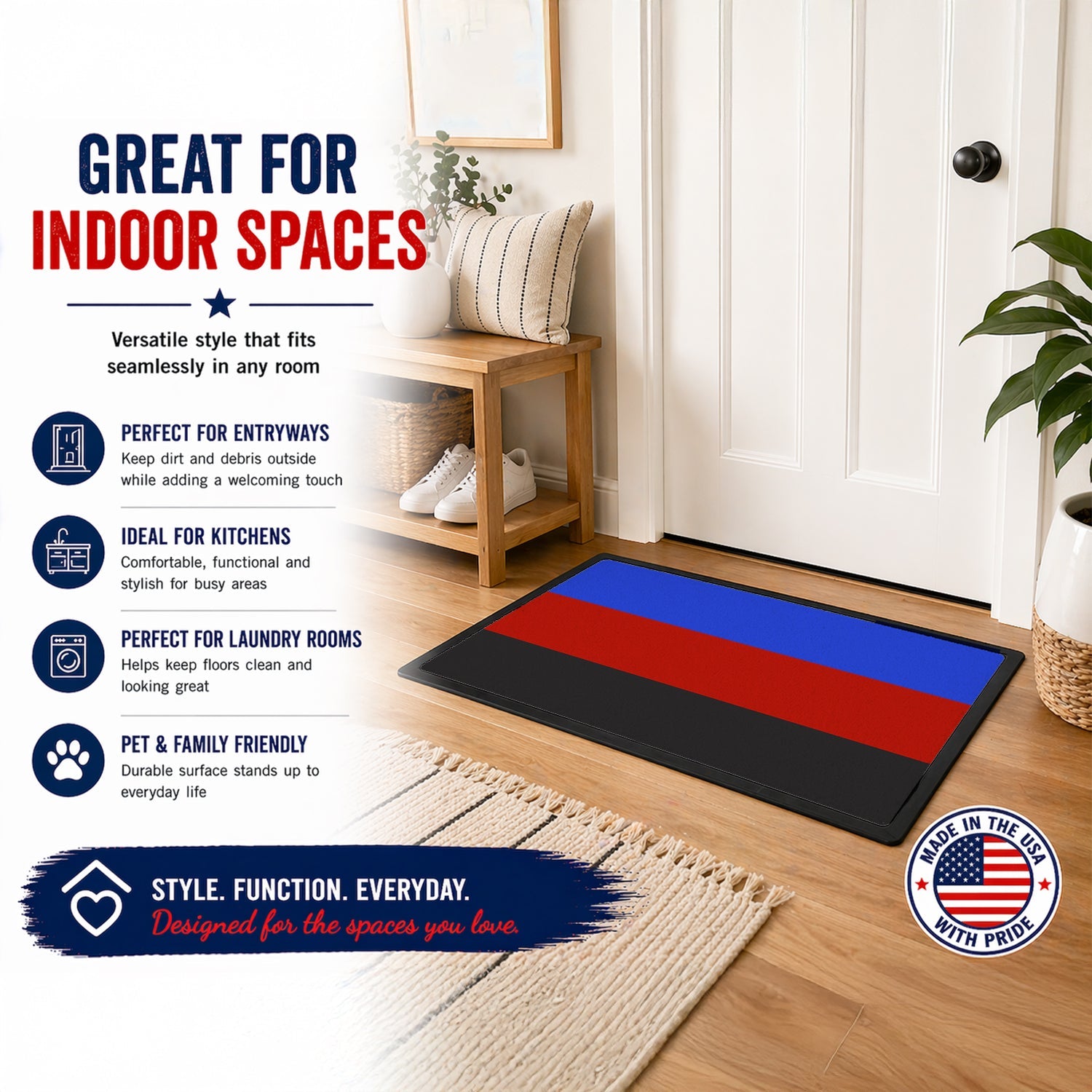 Polyamorous Pride Doormat Indoor Outdoor 24H X 36W Front Door Mat Rugs for Entryway, Non Slip Washable Low Pile,