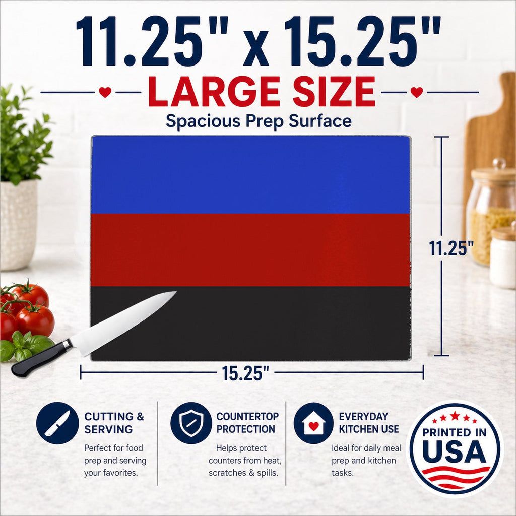 Polyamorous Pride Cutting Board Tempered Glass Kitchen Cutting Surface, Heat Resistant Chopping, Non-Slip Feet, Food Prep & Serving