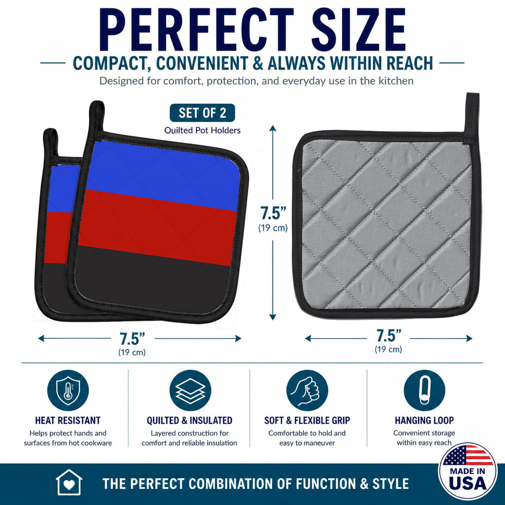 Polyamorous Pride Pot Holder Set of 2 Heat Resistant Quilted Hot Pads 7.5 x 7.5 Inch, Insulated Kitchen Trivets for Cooking & Baking