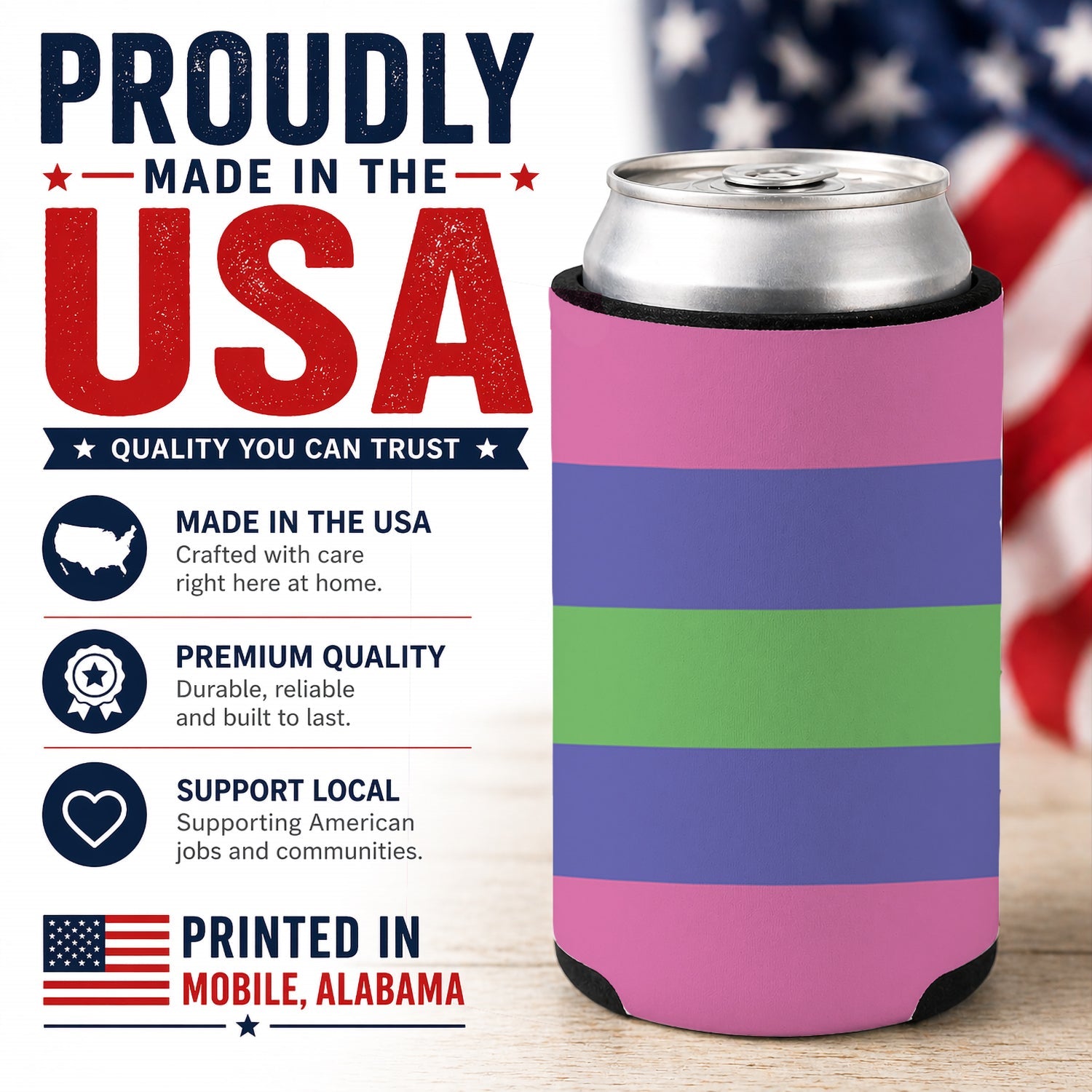 Trigender Pride Can or Bottle Hugger Cooler Sleeve for Standard 12 oz Cans, Insulated Foam Beer & Soda Can Hugger Reusable