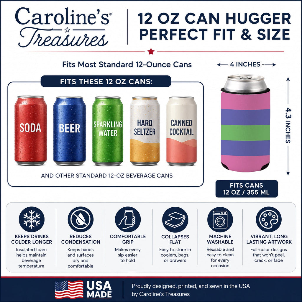 Trigender Pride Can or Bottle Hugger Cooler Sleeve for Standard 12 oz Cans, Insulated Foam Beer & Soda Can Hugger Reusable