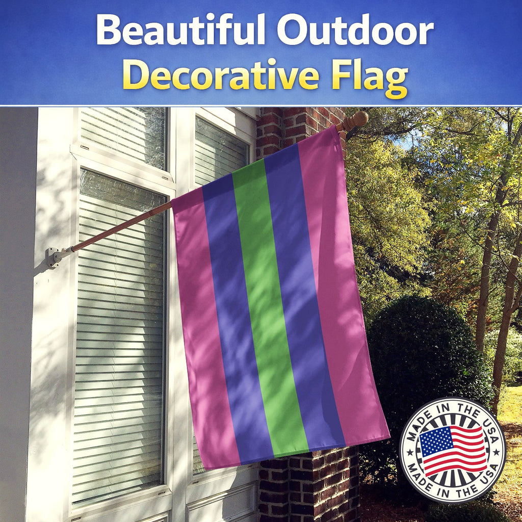 Trigender Pride House Flag 28x40 Porch Sleeve Pole Decorative Outside Yard Banner Artwork Wall Hanging, Polyester