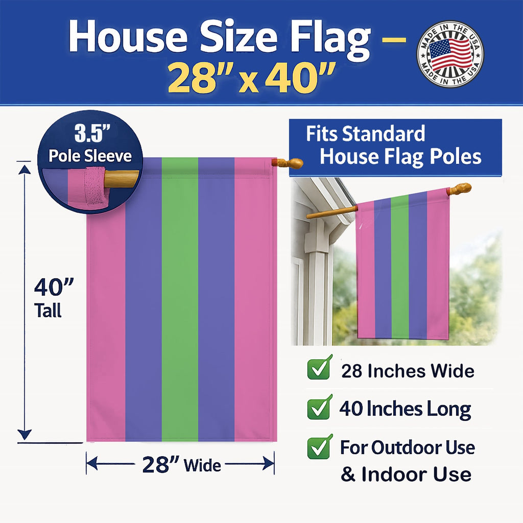 Trigender Pride House Flag 28x40 Porch Sleeve Pole Decorative Outside Yard Banner Artwork Wall Hanging, Polyester