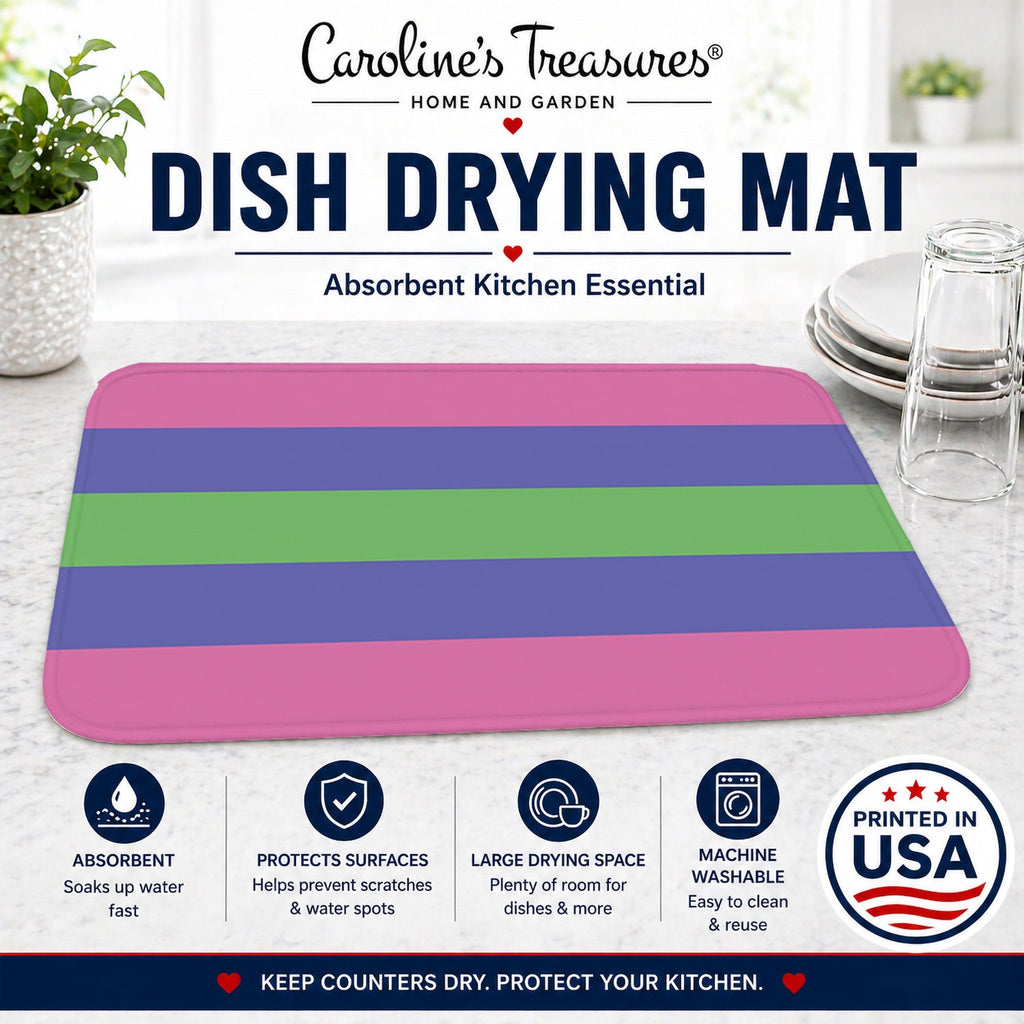 Trigender Pride Dish Drying Mat Absorbent Dish Drying Mat Pad for Kitchen Counter Dish Drainer Mat for Countertop, 14 x 21", Multicolor