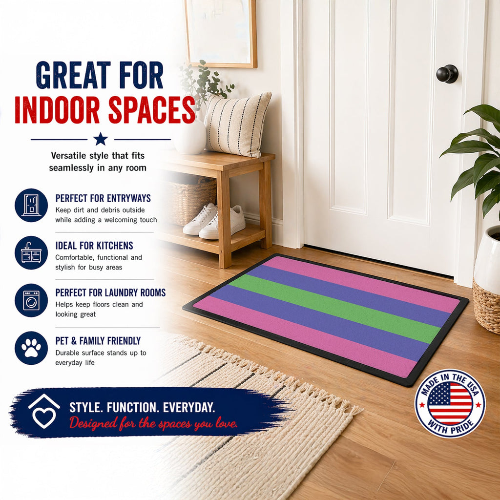 Trigender Pride Doormat Indoor Outdoor 24H X 36W Front Door Mat Rugs for Entryway, Non Slip Washable Low Pile,