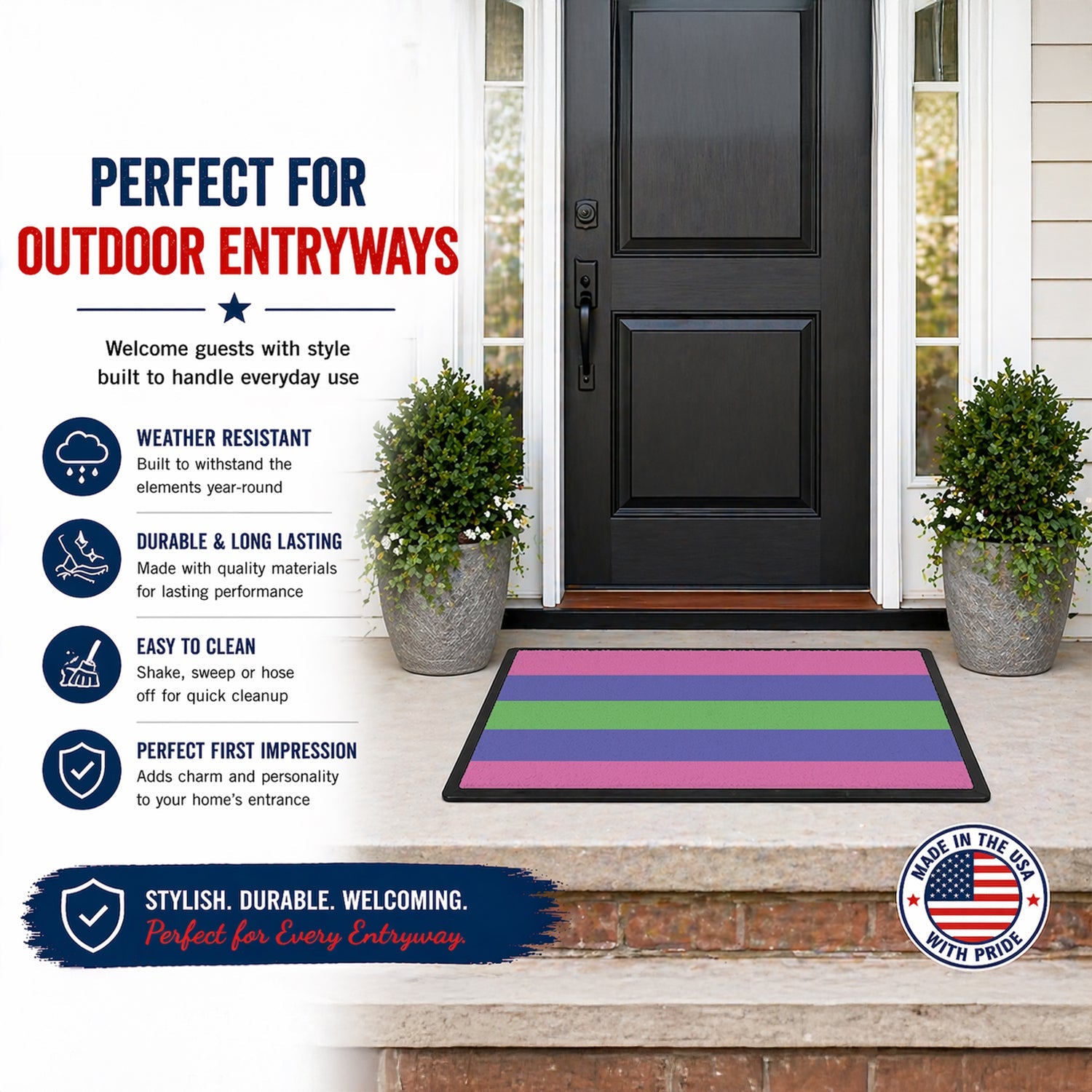 Trigender Pride Doormat Indoor Outdoor 18H X 27W Front Door Mat Rugs for Entryway, Non Slip Washable