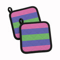 Trigender Pride Pot Holder Set of 2 Heat Resistant Quilted Hot Pads 7.5 x 7.5 Inch, Insulated Kitchen Trivets for Cooking & Baking