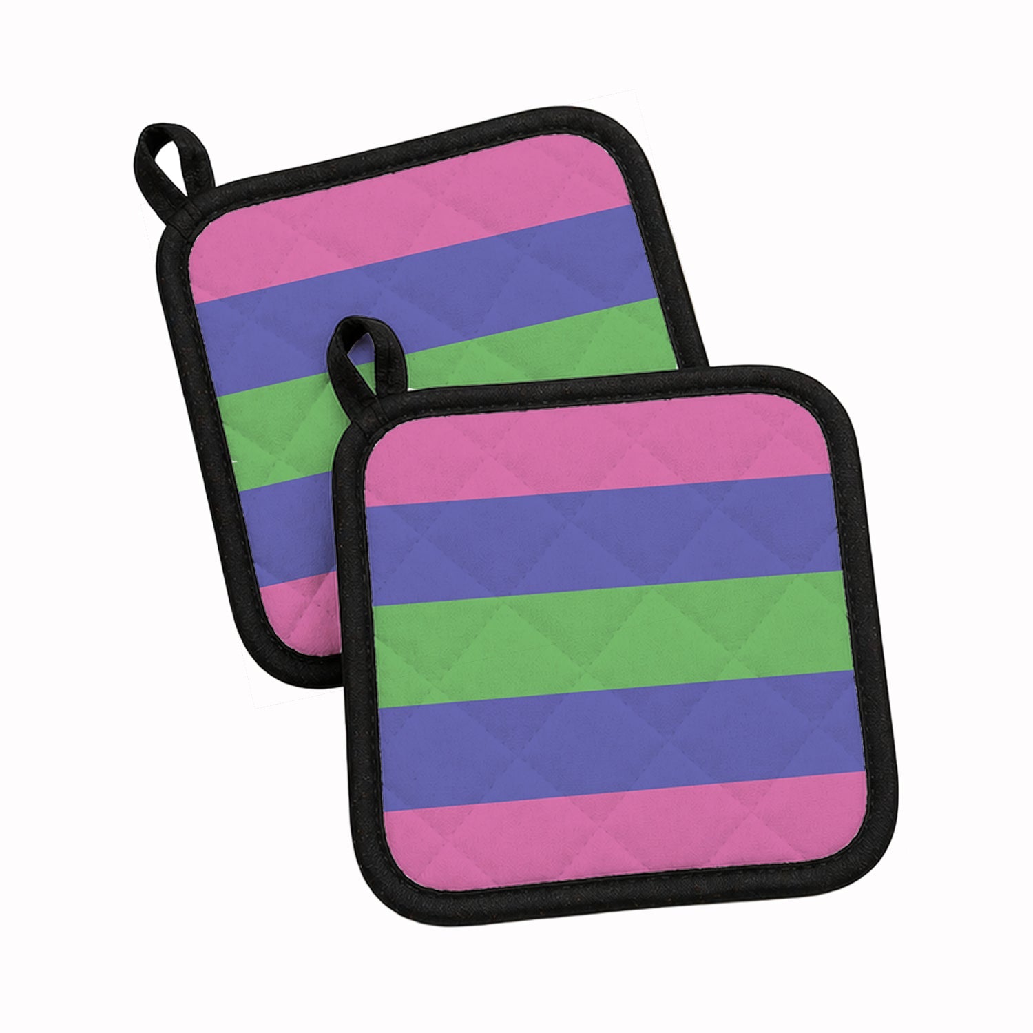 Trigender Pride Pot Holder Set of 2 Heat Resistant Quilted Hot Pads 7.5 x 7.5 Inch, Insulated Kitchen Trivets for Cooking & Baking