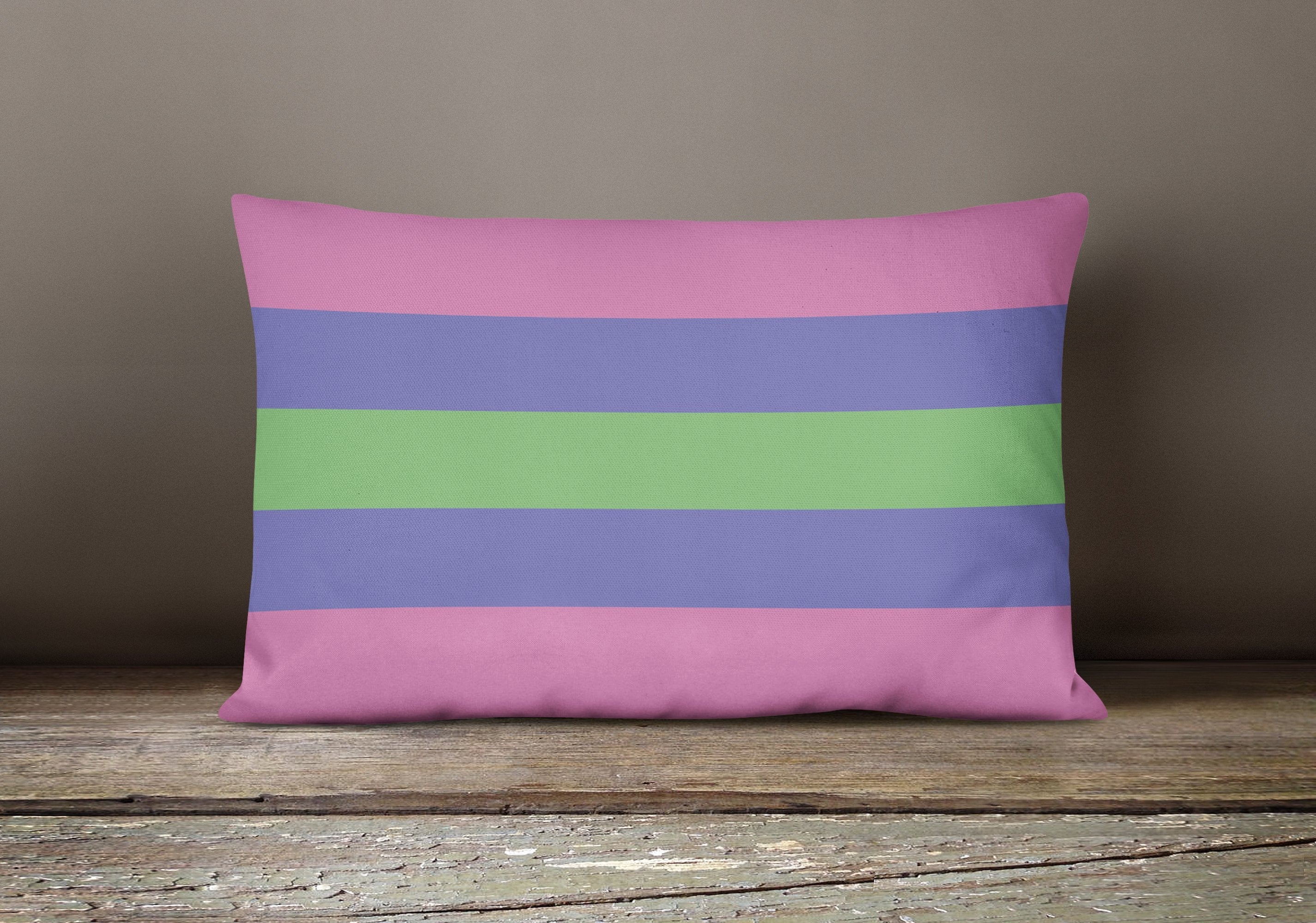 Trigender Pride Decorative Throw Pillow 12x16 Indoor Outdoor Accent Cushion, Fabric Cover with Insert for Sofa, Bed, Porch & Living Room