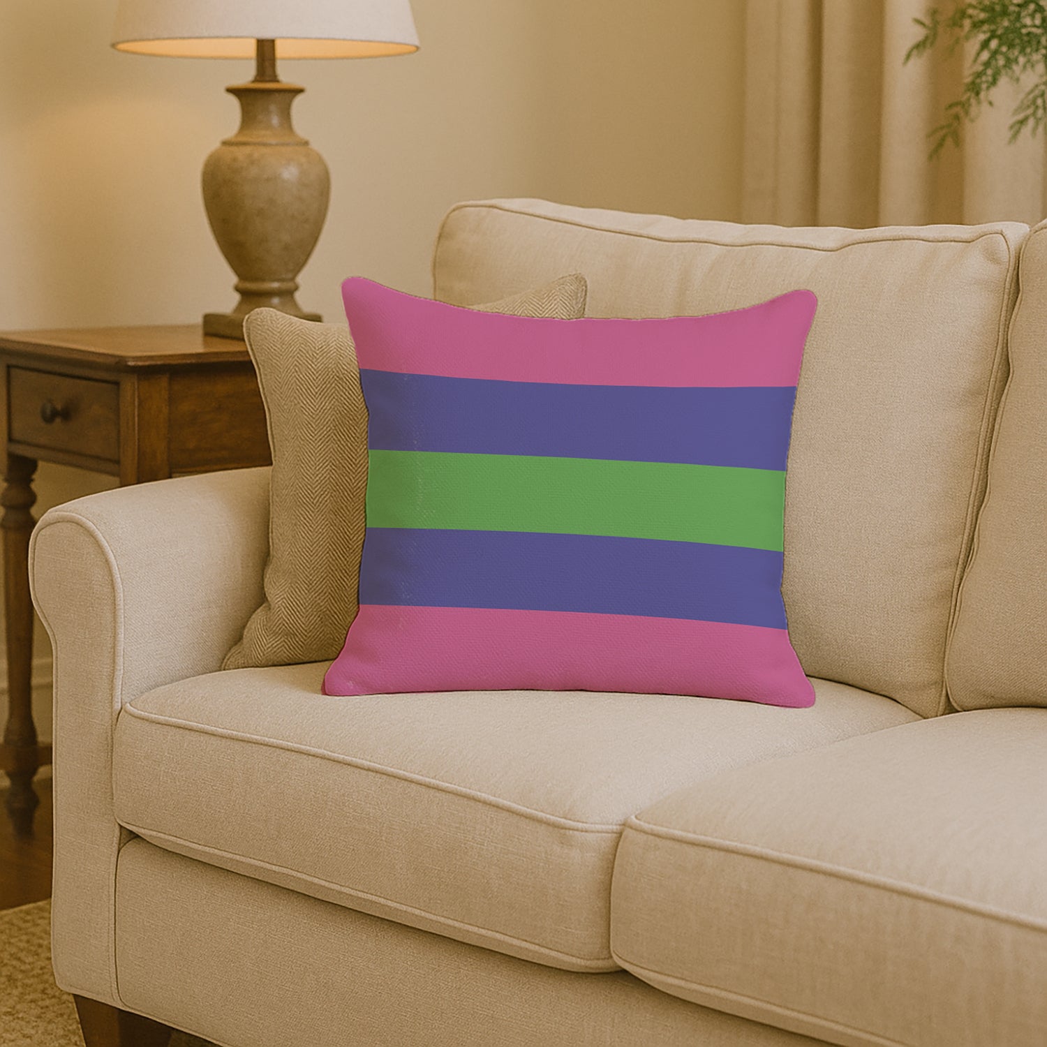 Trigender Pride Decorative Throw Pillow 14x14 Indoor Outdoor Accent Cushion, Fabric Cover with Insert for Sofa, Bed, Porch & Living Room