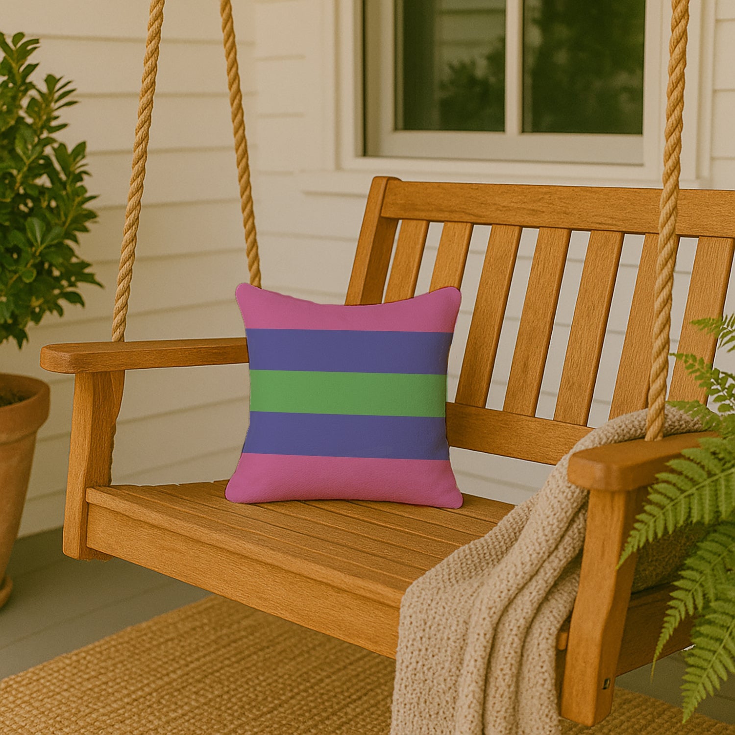 Trigender Pride Decorative Throw Pillow 14x14 Indoor Outdoor Accent Cushion, Fabric Cover with Insert for Sofa, Bed, Porch & Living Room