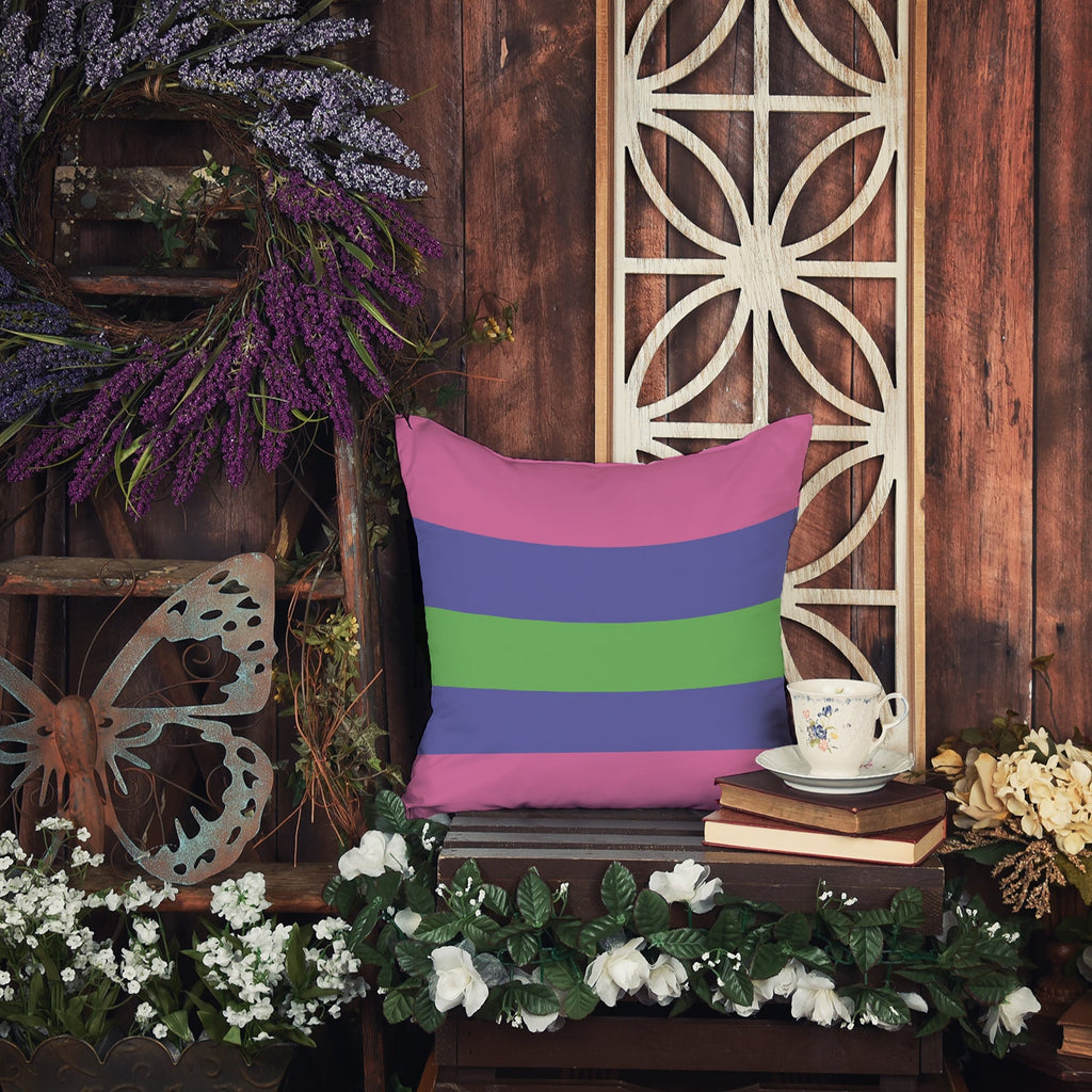 Trigender Pride Decorative Throw Pillow 14x14 Indoor Outdoor Accent Cushion, Fabric Cover with Insert for Sofa, Bed, Porch & Living Room