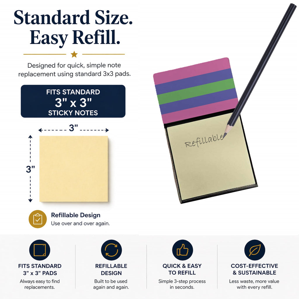 Trigender Pride Watercolor Sticky Note Holder Refillable Dispenser Desk Accessory 3x3 Pad Gift