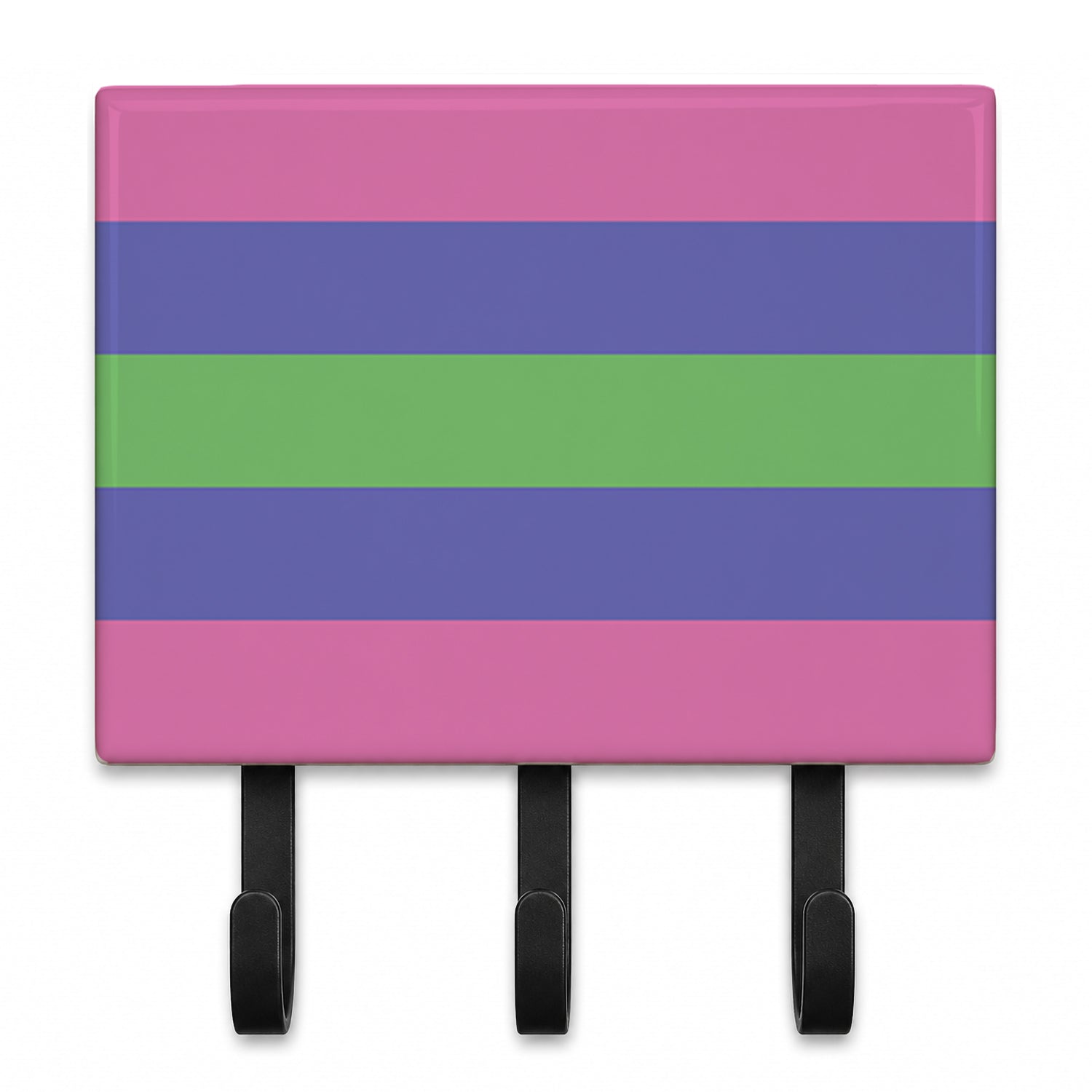Trigender Pride Leash or Key Holder Wall Hooks, Coat Rack Wall Mount, for Hanging Keys, Towels, Aprons, Leashes