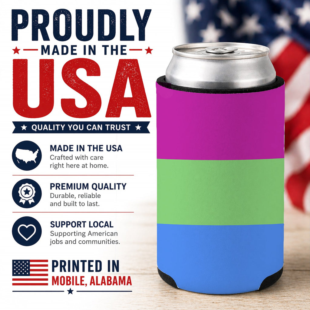 Polisexual Pride Can or Bottle Hugger Cooler Sleeve for Standard 12 oz Cans, Insulated Foam Beer & Soda Can Hugger Reusable