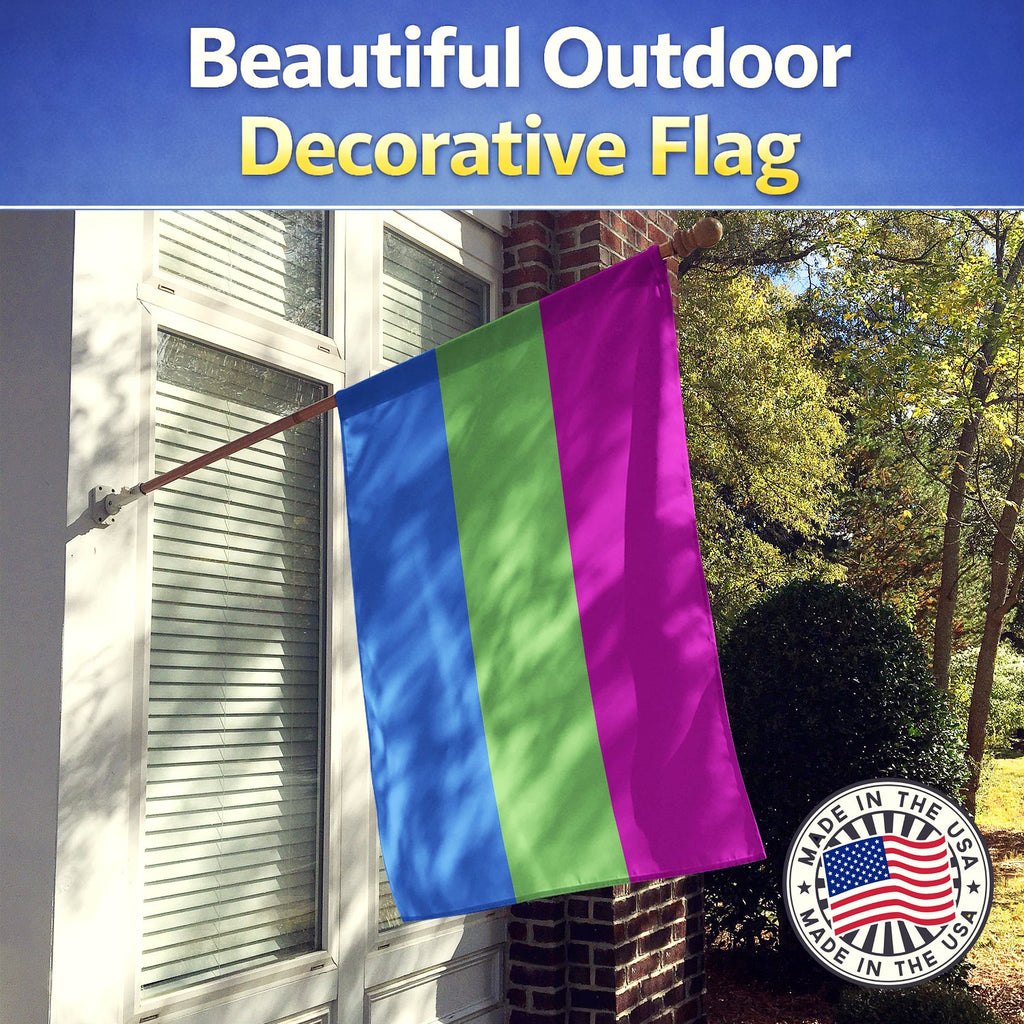 Polisexual Pride House Flag 28x40 Porch Sleeve Pole Decorative Outside Yard Banner Artwork Wall Hanging, Polyester