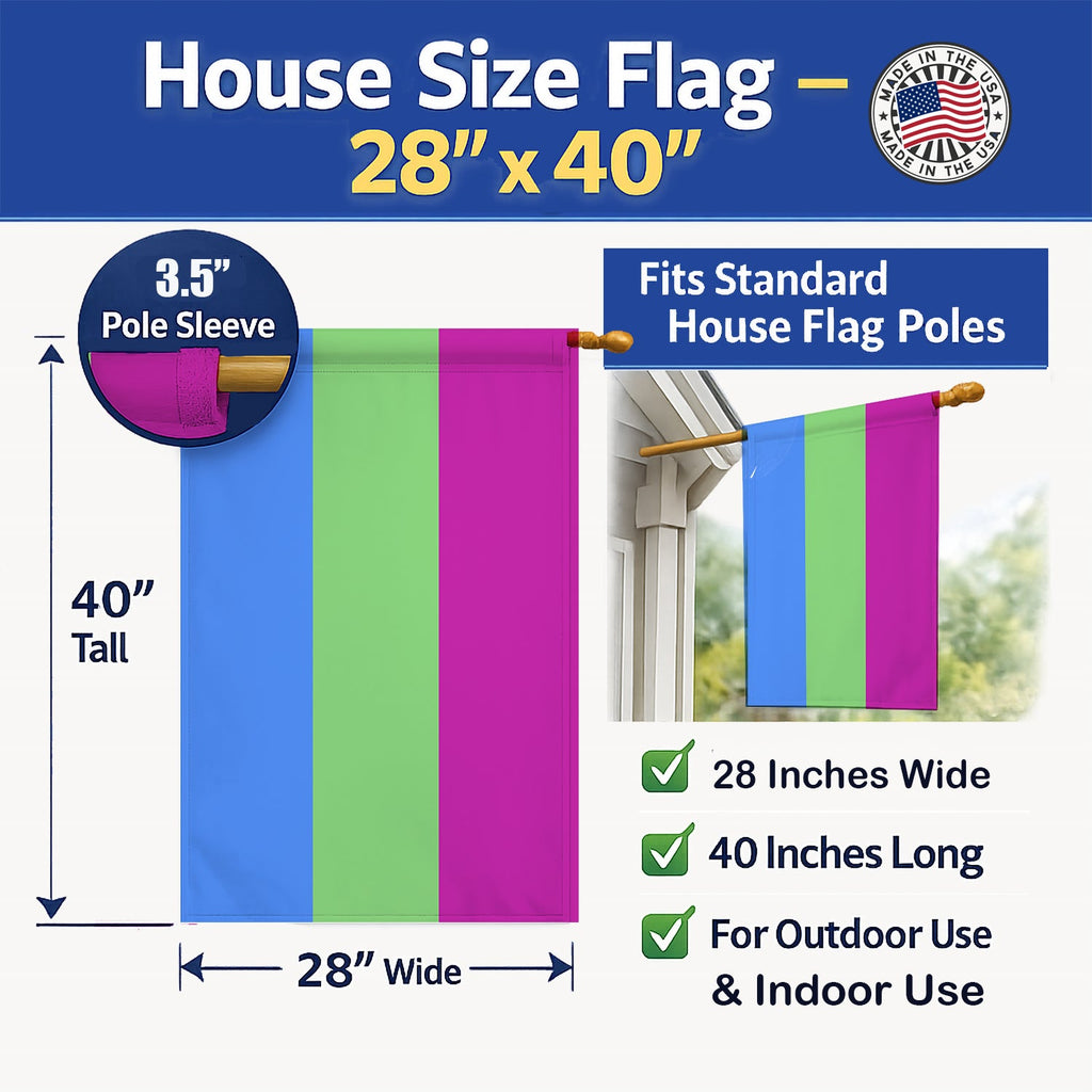 Polisexual Pride House Flag 28x40 Porch Sleeve Pole Decorative Outside Yard Banner Artwork Wall Hanging, Polyester