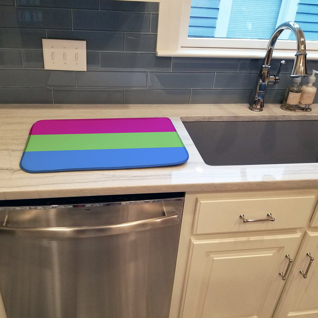 Polisexual Pride Dish Drying Mat Absorbent Dish Drying Mat Pad for Kitchen Counter Dish Drainer Mat for Countertop, 14 x 21", Multicolor