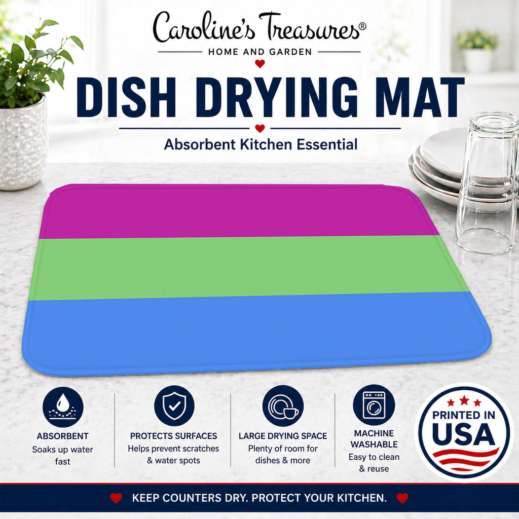 Polisexual Pride Dish Drying Mat Absorbent Dish Drying Mat Pad for Kitchen Counter Dish Drainer Mat for Countertop, 14 x 21", Multicolor