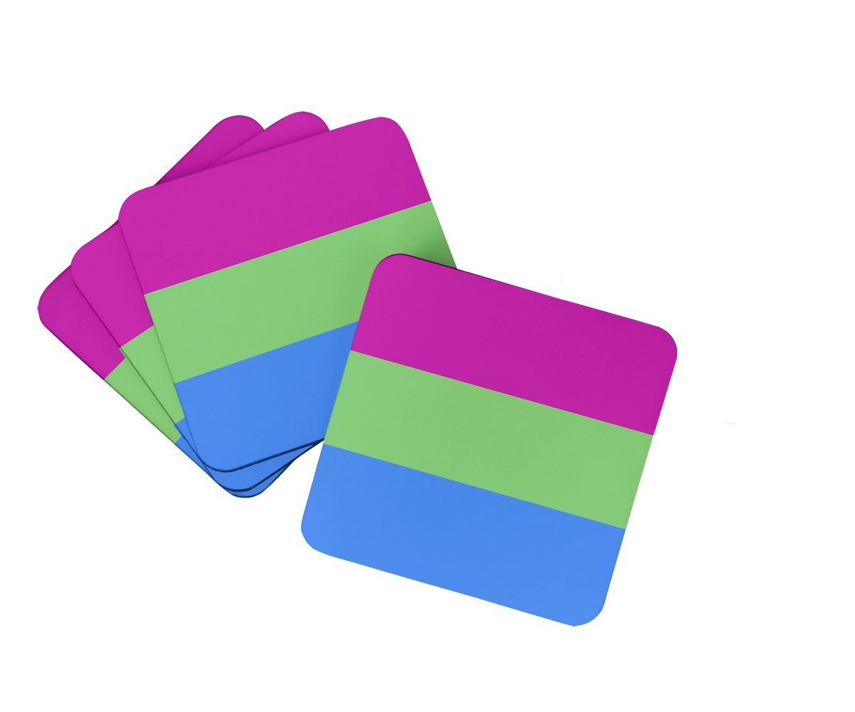 Polisexual Pride Foam Coasters Set of 4 Cup Coasters for Indoor Outdoor, Tabletop Protection, Anti Slip, Mouse pad Material