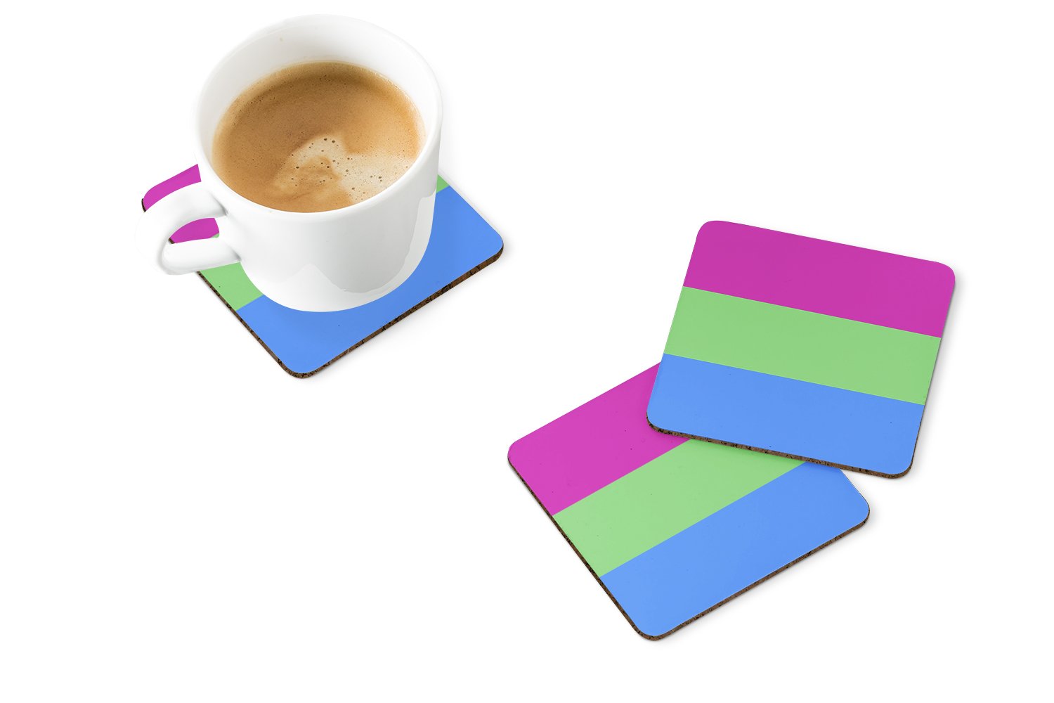Polisexual Pride Foam Coasters Set of 4 Cup Coasters for Indoor Outdoor, Tabletop Protection, Anti Slip, Mouse pad Material