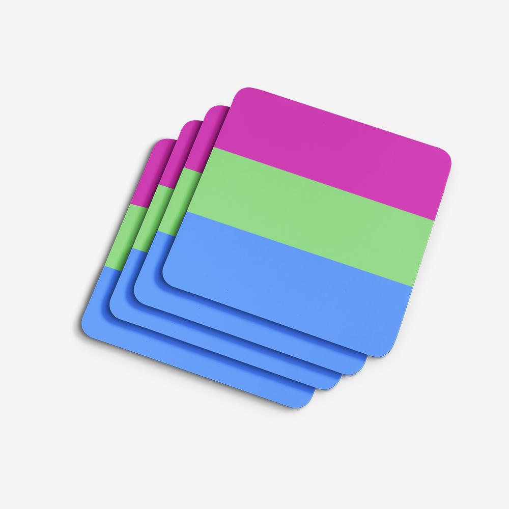 Polisexual Pride Foam Coasters Set of 4 Cup Coasters for Indoor Outdoor, Tabletop Protection, Anti Slip, Mouse pad Material