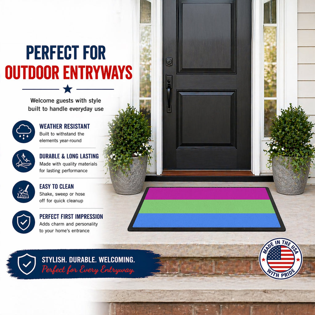 Polisexual Pride Doormat Indoor Outdoor 18H X 27W Front Door Mat Rugs for Entryway, Non Slip Washable