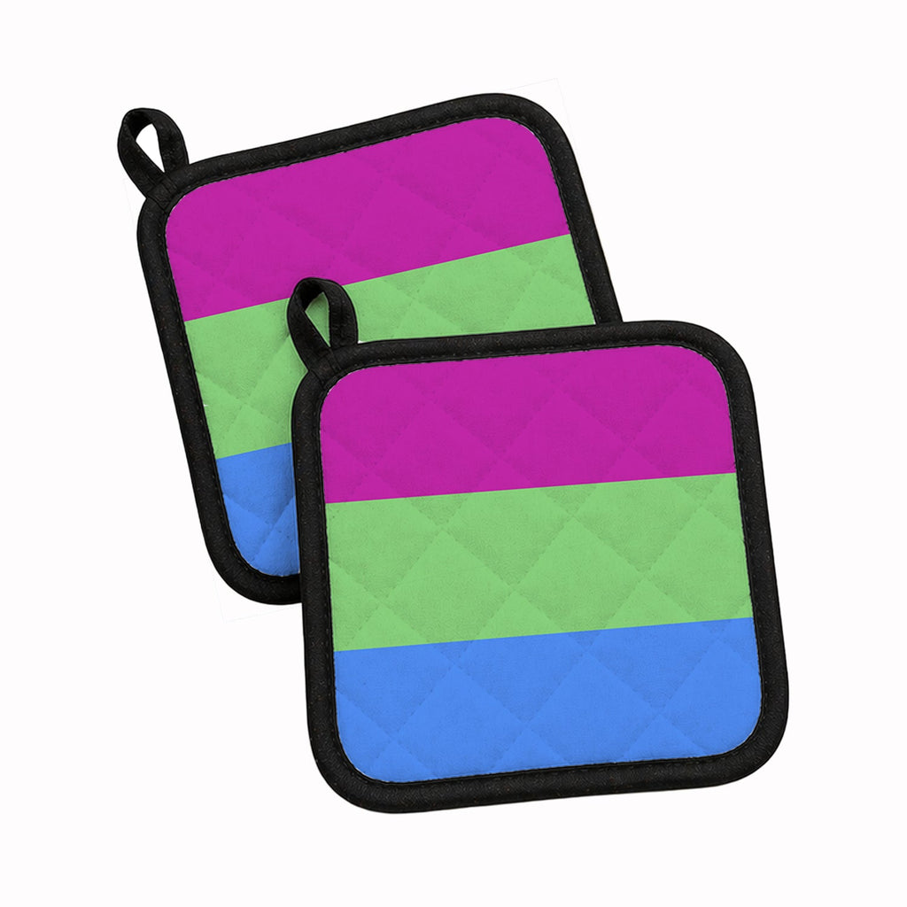 Polisexual Pride Pot Holder Set of 2 Heat Resistant Quilted Hot Pads 7.5 x 7.5 Inch, Insulated Kitchen Trivets for Cooking & Baking