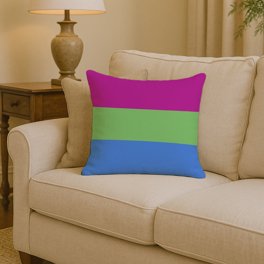 Polisexual Pride Decorative Throw Pillow 14x14 Indoor Outdoor Accent Cushion, Fabric Cover with Insert for Sofa, Bed, Porch & Living Room