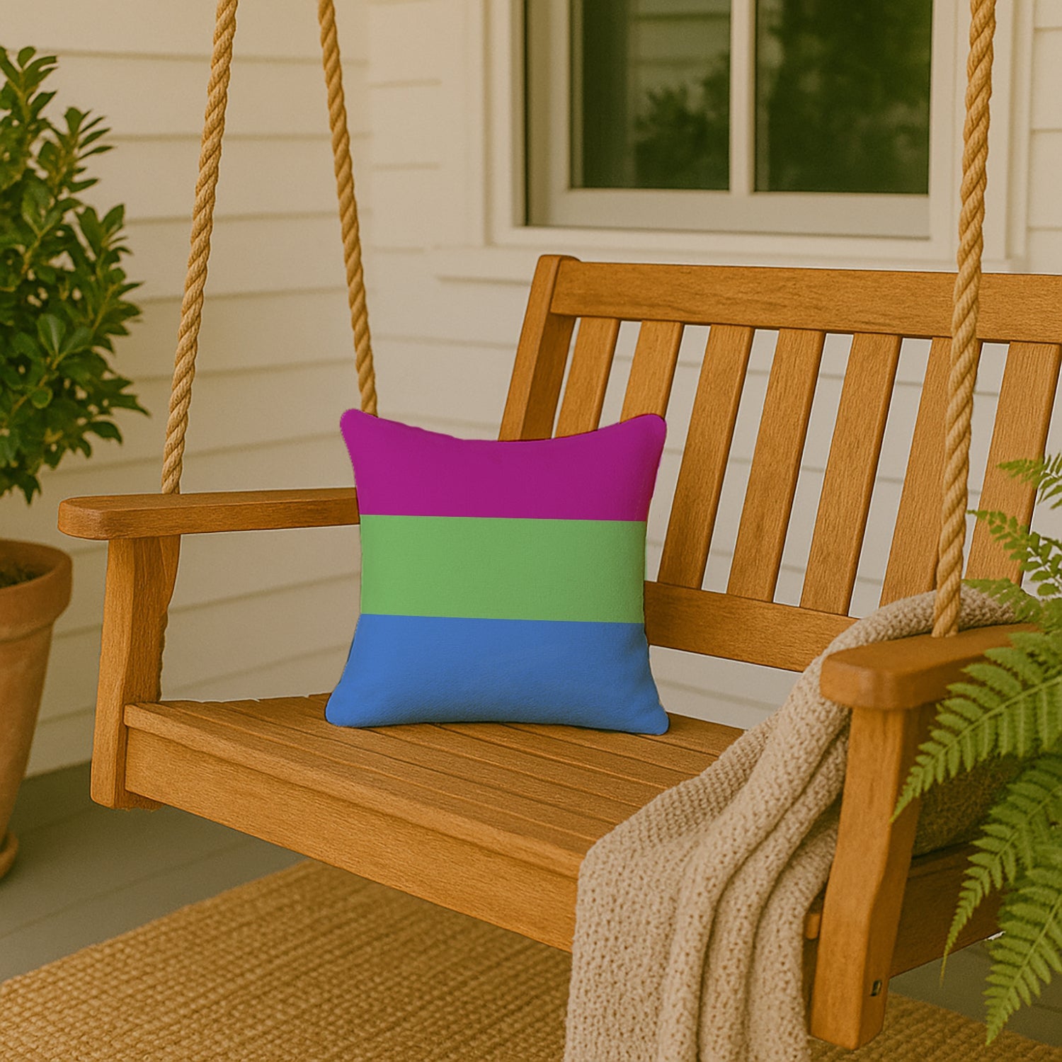Polisexual Pride Decorative Throw Pillow 14x14 Indoor Outdoor Accent Cushion, Fabric Cover with Insert for Sofa, Bed, Porch & Living Room
