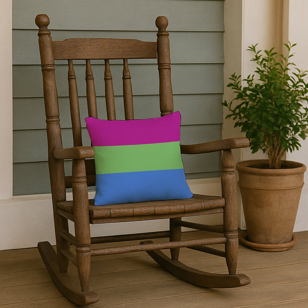Polisexual Pride Decorative Throw Pillow 14x14 Indoor Outdoor Accent Cushion, Fabric Cover with Insert for Sofa, Bed, Porch & Living Room