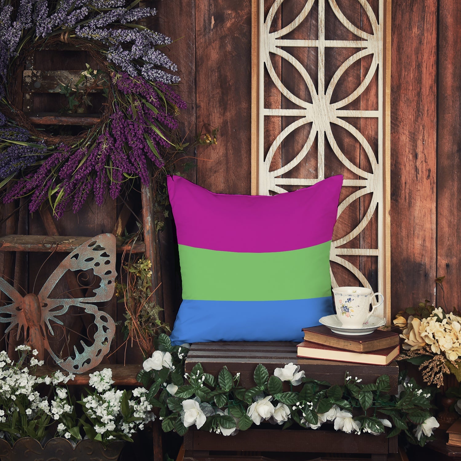 Polisexual Pride Decorative Throw Pillow 14x14 Indoor Outdoor Accent Cushion, Fabric Cover with Insert for Sofa, Bed, Porch & Living Room