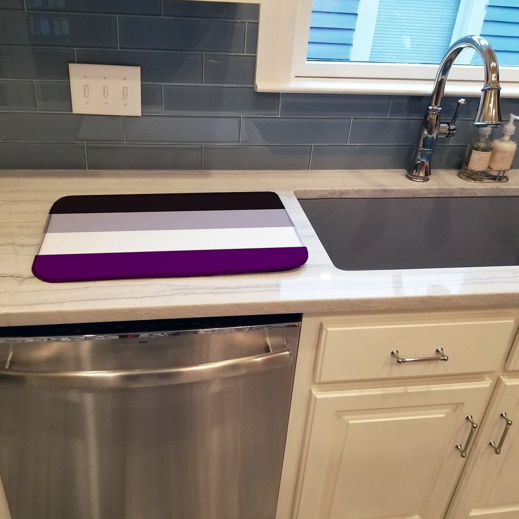 Asexual Pride Dish Drying Mat Absorbent Dish Drying Mat Pad for Kitchen Counter Dish Drainer Mat for Countertop, 14 x 21", Multicolor